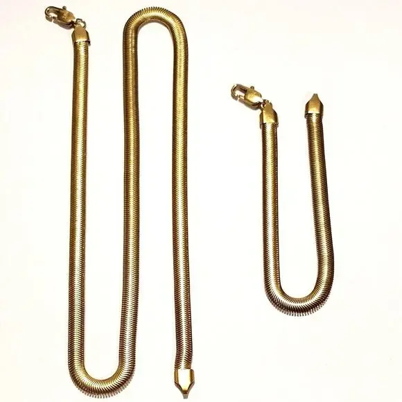 18k Gold Plated Necklace & Bracelet Snake Chain Birthday Valentine's Gift NEW!